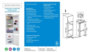 BCNA306E3SN Frigorifero Da Incasso Beko Elettrodomestici